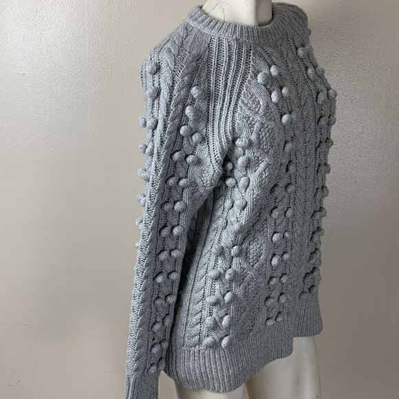 Women’s chunky MICHAEL KORS sweater cable knit balls oversized small S gray - Picture 3 of 5